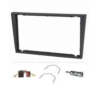 tomzz Audio 2439-006 Kit de Cache-Radio Double DIN Compatible avec Opel Corsa C Combo Omega B Vectra C Meriva Gris fumé avec Adaptateur Radio ISO Adaptateur d'antenne ISO DIN Etrier de déverrouillage