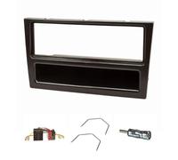 tomzz Audio 2439-061 Cadre de Radio Compatible avec Opel Corsa C Combo Omega B Vectra C Meriva Noir avec Adaptateur Radio ISO Adaptateur d'antenne ISO DIN Etrier de déverrouillage
