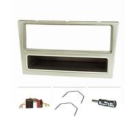 tomzz Audio 2439-072 Cadre de Radio Compatible avec Opel Corsa C Combo Omega B Vectra C Meriva chromé Mat avec Adaptateur Radio ISO Adaptateur d'antenne ISO DIN Etrier de déverrouillage