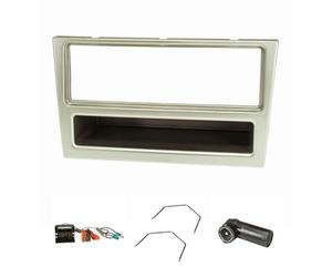 tomzz Audio 2439-074 Cadre de radio compatible avec Opel Corsa C Combo Omega B Vectra C Meriva chromé mat avec adaptateur Quadlock ISO Fakra Adaptateur d'antenne Phantom DIN ISO étrier de déverroui...