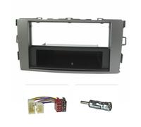 tomzz Audio 2455-009 Cache-Radio Compatible avec Toyota Auris E150 argenté avec Adaptateur Radio ISO Adaptateur d'antenne ISO DIN