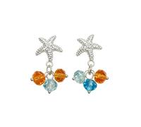 Ton argent Étoile de mer Dangle Boucles D'oreilles, Coloré Perle De Verre Goutte Oreille Ornements Pour Dames À La Recherche D'été Dopamine Style Accessoires