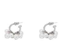 Ton argent Pearl Cluster, délicat multi-perle Hoop boucles d'oreilles, élégant Dainty Pearl Cluster boucles d'oreilles pour tous les jours et vêtements de cérémonie