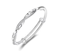 Ton argent torsadé texturé bracelet, curseur réglable Push-Pull métal bracelet poignet bijoux pour les femmes