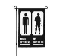 Ton petit ami Mon petit ami Soldat Autocollant Drapeau de jardin Impression recto verso Décoration intérieure 32 x 46 cm