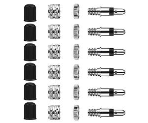 TONAUP Kit de remplacement de valve de vélo Dunlop - 24 pièces - Avec joint d'étanchéité - Bouchons de valve - Accessoires de rechange - Vélo de ville - Vélo de trekking Puky, noir / argent