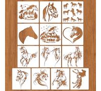 TONAUP Lot de 13 pochoirs de chevaux réutilisables - Motif tête de cheval en cours de course - Pour dessiner sur un mur et des meubles en bois