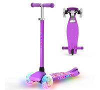 TONBUX Trotinette Enfants 3-8 ans, Trottinette pour Enfants avec Colonne, Roues et Plateau Lumineux, Plateau Métallique Renforcé, Hauteur Réglable 65-80 cm, Frein Arrière Réactif, Lean to Steer Design