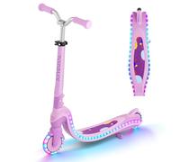 TONBUX Trottinette pour Enfants de 3 à 12 Ans, avec Planche Lumineuse Cool et Roues en Polyuréthane, Hauteur Réglable en 3 Niveaux, avec Support, Légère, Trottinete Enfants de 3 Ans, Rose + Violet