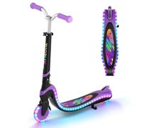 TONBUX Trottinette pour Enfants de 3 à 12 Ans, avec Planche Lumineuse Cool et Roues en Polyuréthane, Hauteur Réglable en 3 Niveaux, avec Support, Légère, Trottinete Enfants de 3 Ans, Noir + Violet