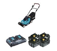 Tondeuse 2x18V 38cm DLM382Z + 4 batteries BL1850B 18V 5 Ah + 1 chargeur rapide double DC18RD MAKITA