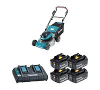 Tondeuse 2x18V 46cm DLM466Z + 4 batteries BL1860B 18V 6 Ah + chargeur double DC18RD MAKITA