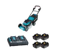Tondeuse 2x18V auto-tractée 53cm DLM536Z + 4 batteries BL1850B + chargeur double DC18RD MAKITA