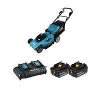 Tondeuse 2x18V auto-tractée 53cm DLM539Z + 2 batteries BL1850B 18V 5 Ah + chargeur double DC18SH MAKITA