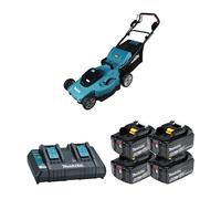 Tondeuse 2x18V auto-tractée 53cm DLM539Z + 4 batteries BL1860B 18V 6 Ah + chargeur double DC18RD MAKITA