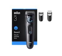 Tondeuse à Barbe Braun BT3520, 40 Longueurs (0.5-20mm), Autonomie 50min, Batterie NiMH, Recharge 10h, Peigne Inclus, Noir/Bleu