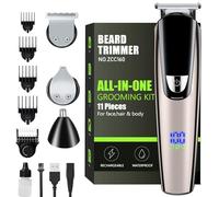 Tondeuse à barbe électrique pour homme et homme - IPX7 étanche 3 en 1, tondeuse et tondeuse pour le corps avec tondeuse nasale, kit d'entretien complet pour barbe et corps