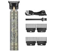 Tondeuse à Barbe et Cheveux Rechargeable USB, Design Dragon Argenté Asiatique, avec 4 Sabots de Coupe 1.5mm 2mm 3mm 4mm, Câble USB et Brosse de Nettoyage