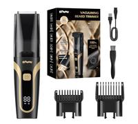 Tondeuse à barbe pour homme, tondeuse à moustache sous vide avec charge de type C, rasoir électrique étanche IPX7 pour homme avec écran LCD, roue de lame réglable en longueur (1/25"-4/5") (noir)