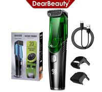 Tondeuse à barbe pour hommes: tondeuse à moustache sous vide IPX7 étanche-Kit de coupe de barbe électrique aspirateur intégré pour