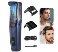 Tondeuse à barbe sans fil Solimpia pour hommes, rasoir électrique rechargeable avec aspirateur intégré pour la moustache et les pattes, lavable IPX6 blue B