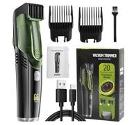 Tondeuse à barbe sous vide, rasoir à barbe rechargeable, étanche IPX6, rasoir portable avec 2 peignes, tondeuse pour poils du visage pour moustache, pattes et toilettage quotidien, homme, noir et vert
