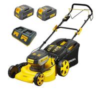 Nemura Tondeuse Autotractée à Batterie 80 V (2x40V) - Coupe 46 cm - Jusqu'à 500 m2 - Fonction Mulching - Livrée avec 2 Batteries 4Ah et 2 chargeurs - Marque Française