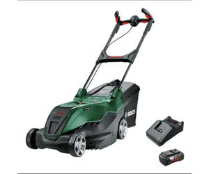 Tondeuse à batterie Bosch AdvancedRotak 0-600-8B9-G01, Tracteur autoporté, 44cm, 36V, 4Ah, surface max 750m², réglage coupe 25-80mm, bac 50L