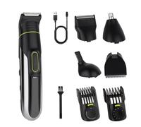 Tondeuse à cheveux 5 en 1, tondeuse à barbe réglable pour homme professionnel, sans fil, kit de coupe de cheveux, rasoir électrique pour nez, oreille, corps, visage et moustache