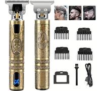 Tondeuse à cheveux électrique avec écran LCD, Machine de coupe de cheveux à tête d'huile, tondeuse à barbe, rasoir USB Rechargeable pour hommes et père Metallic gentleman