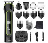 Tondeuse à cheveux électrique professionnelle HATTEKER 5-en-1, kit de toilettage pour hommes, entièrement lavable à l'eau, écran LED, machine à couper les cheveux