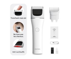 Tondeuse à cheveux électrique sans fil professionnelle ENCHEN White Boost 2 avec chargement rapide USB Type-C, pour hommes adultes, 1 pièce.