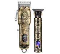 Tondeuse à cheveux grande et petite avec écran LCD, corps entièrement en métal, espace réglable, puissance de 10 W, cellule au lithium de grande capacité, 8 peignes de limite, 3 tailles de têtes de