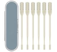 Tondeuse à cheveux manuelle pour hommes et femmes, coupe-poils nasaux rotatif à 360 ° double tête, acier inoxydable lavable avec poignée antidérapante et étui de voyage, jaune, 6 pièces