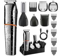 tondeuse à cheveux multifonctionnelle étanche 6 en 1, tondeuse à cheveux numérique, kit rasoir-poils de nez rechargeable, orange