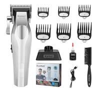 Tondeuse à cheveux professionnelle KEMEI 1798 pour homme, 9 100 tr/min, sans fil, corps entièrement en métal, 3 000 mAh, écran LED, lames en céramique et DLC.