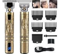 Tondeuse À Cheveux Professionnelle Pour Homme Avec Lame En T,Tondeuse À Cheveux Électrique Sans Fil Avec Écran Lcd,Tondeuse De Précision Rechargeable,Kit De Coupe De Cheveux Chauve 0 Mm (Bronze)
