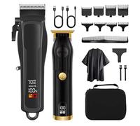 Tondeuse à cheveux professionnelle pour homme, ensemble de tondeuse de barbier sans fil avec écran numérique LCD et 8 peignes de limite, kit de coupe de cheveux rechargeable pour barbier, kit de coupe