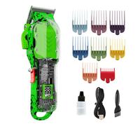 Tondeuse à cheveux professionnelle pour homme, kit de barbier sans fil pour la coupe de cheveux et le toilettage, ensemble de tondeuses à cheveux vertes pour coupe de cheveux avec écran LED, 8 peignes