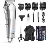 Tondeuse À Cheveux Professionnelle Pour Hommes, Kit De Toilettage Capillaire Sans Fil, Tondeuse À Barbe, Tondeuse À Domicile Rechargeable Pour Hommes, Femmes, Enfants, Affichage Le[CIS6160990]
