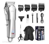 Tondeuse à cheveux professionnelle pour hommes, kit de toilettage capillaire sans fil, tondeuse à barbe, tondeuse à domicile rechargeable pour hommes, femmes, enfants, affichage LED, USB rechargeable