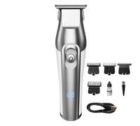 Tondeuse à cheveux professionnelle sans fil pour homme - Kit de coupe de cheveux rechargeable avec batterie longue durée, lames de précision pour une coupe complète facile à la maison (argenté)