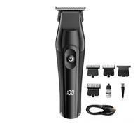 Tondeuse à cheveux professionnelle sans fil pour homme - Kit de coupe de cheveux rechargeable avec batterie longue durée, lames de précision pour une coupe complète facile à la maison (noir)