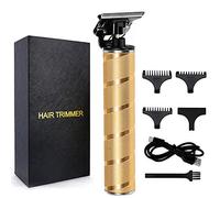 Tondeuse à cheveux professionnelle sans fil T-Blade pour homme 1 mm avec tête chauve, détails sans écarts étanches, kit de toilettage pour barbe, barbershop doré (doré)