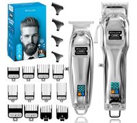 Tondeuse à cheveux sans fil entièrement en métal pour homme - Tondeuse rechargeable pour coupe de cheveux, tondeuse à barbe en T pour homme, machine de coupe de cheveux pour auto-coupe et kit de