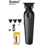 Tondeuse à cheveux sans fil professionnelle Kemei KM-2299 - Coupe de précision à 0 mm, lames en poudre de métal, rechargeable USB, qualité salon | Tondeuse électrique pour barbiers et usage domestique