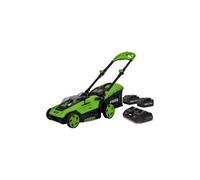 Tondeuse a gazon 40V 2 batteries lithium 6Ah Moteur Brushless Largeur 400mm Bac 40L 6 hauteurs de coupe 25-75mm + Chargeur double