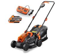 Tondeuse gazon batterie 40V (2X20V) - FUXTEC FX-E1RM20 - largeur 33cm 2 batteries Li-Ion 2Ah, double chargeur 2,4A, bac 35L