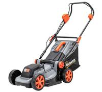 Tondeuse à gazon électrique 1 200 W, largeur de coupe 34 cm, bac de ramassage de 35 litres, 6 réglages de hauteur de coupe