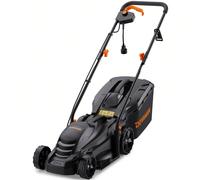 Tondeuse à gazon électrique 1300 W, largeur de coupe 33 cm, 5 hauteurs de coupe, bac de ramassage 35 L, moteur 3600 tr/min Coupe nette : Avec son moteur en cuivre pur de 1 300 W et son régime de 3 600